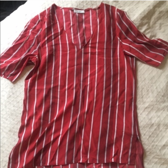 Equipment red stripe silk shirt small - Picture 3 of 3